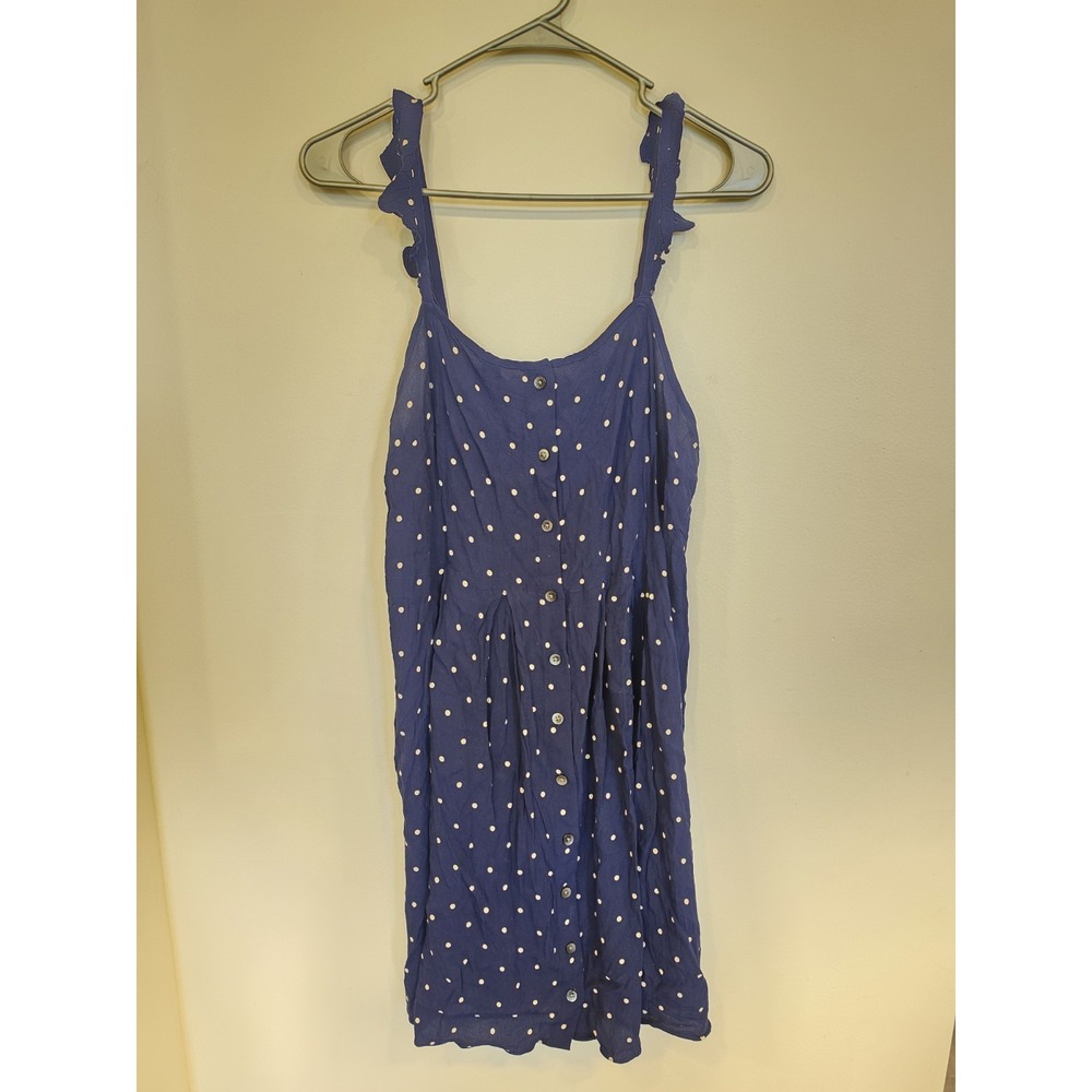 Madewell Blue Polka Dot‎ Mini Dress Size 10 Cottagecore Soft Girl Coastal Summer